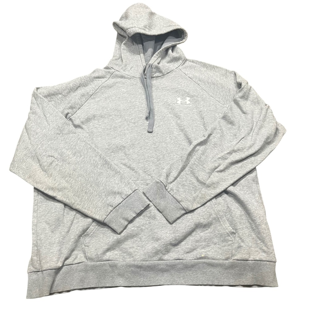 Under Armour Mens XXL Rival Fleece Hoodie Gray Loose Fit Pullover Sweatshirt